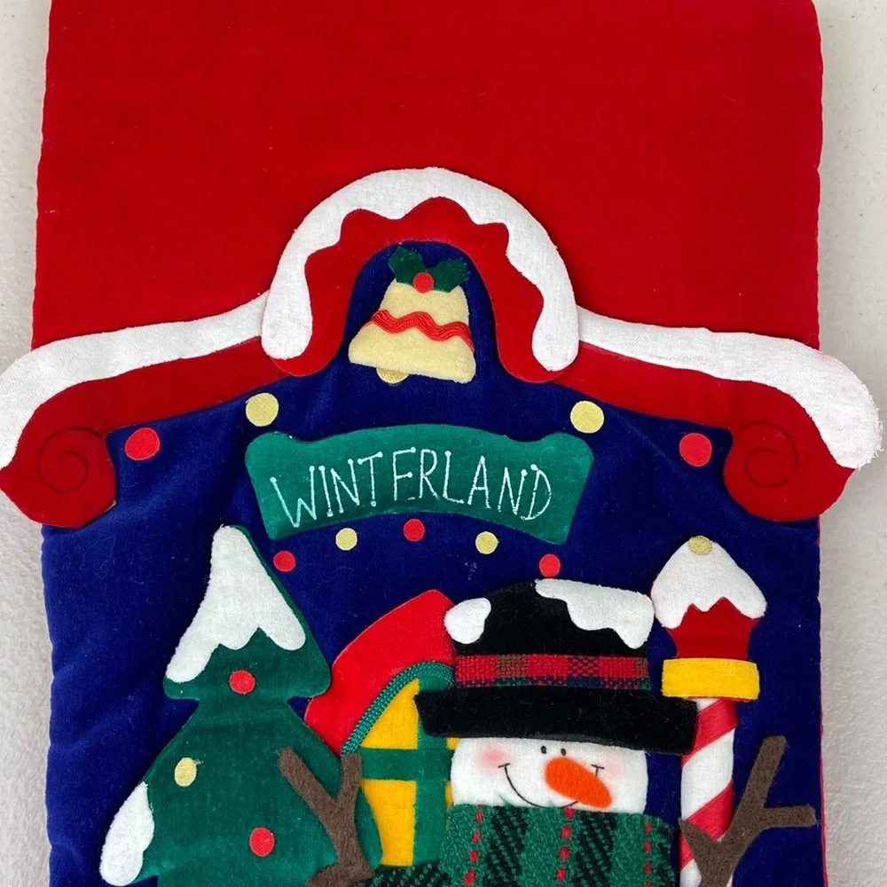 Vintage Pima Creations, Inc. Velvet Quilted Christmas Stocking 3-D ⛄️snowman